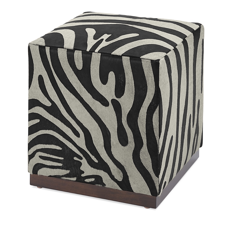 Massoud Wylie Square Ottoman In Zebra Black