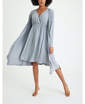 Shop Accouchée Sleep Well Maternity/nursing Nightgown & Robe Set In Grey