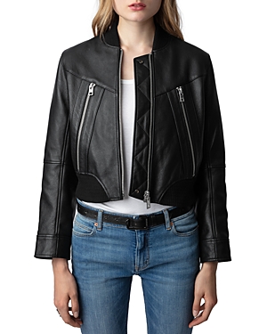 Shop Zadig & Voltaire Bunta Cuir Reversible Jacket In Noir