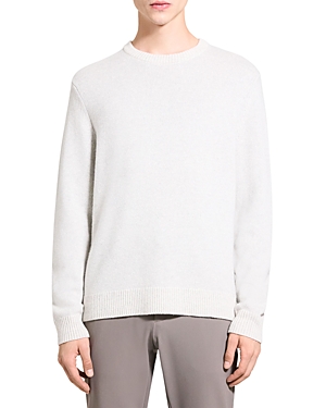 Theory Men's Hilles Crewneck Cashmere-blend Sweater In Stone White/ Heather Gray