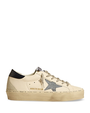 Shop Golden Goose Women's Hi Star Leather Low Top Sneakers In White/gray