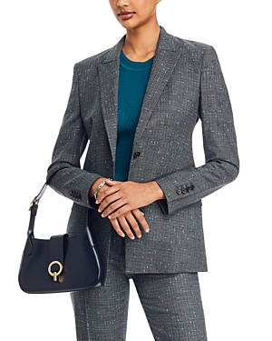 Hugo Boss Slim-fit Jacket In Italian Slub Wool-blend Twill In Emerald Night