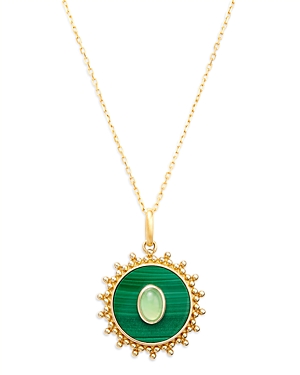 Bloomingdale's Malachite & Chryoprase Pendant Necklace In 14k Yellow Gold, 17 In Green/gold