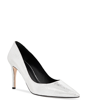 Whistles Women's Corie Pointed Toe Slip On Textured High Heel Pumps In Silver