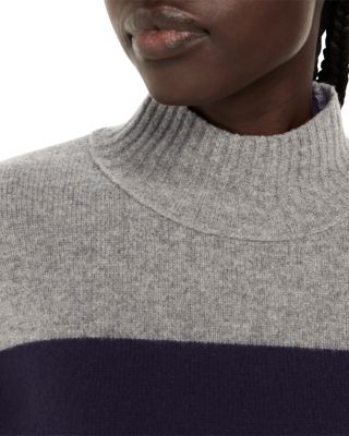 Wool Color Blocked Turtleneck Sweater