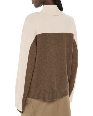 Wool Color Blocked Turtleneck Sweater