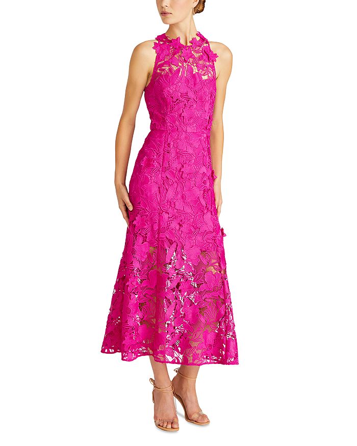 ML Monique Lhuillier Colette Floral Lace Midi Dress | Bloomingdale's