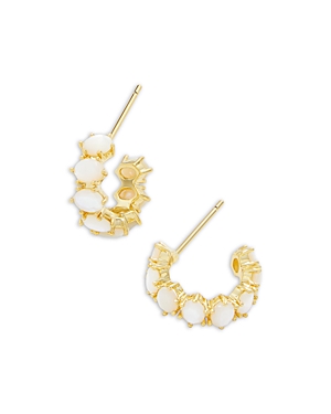 Photos - Earrings KENDRA SCOTT Cailin Cubic Zirconia Huggie Hoop  Gold/Ivory Pearl E 