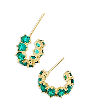Photos - Earrings KENDRA SCOTT Cailin Cubic Zirconia Huggie Hoop  Gold/Green E2057GL 