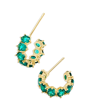 Kendra Scott Cailin Cubic Zirconia Huggie Hoop Earrings In Gold/green