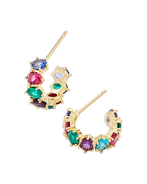 Shop Kendra Scott Cailin Cubic Zirconia Huggie Hoop Earrings In Gold/multi Mix