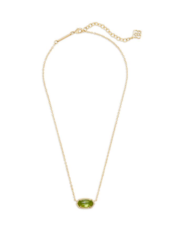 Kendra Scott Signature Elisa Necklace, 15 In Gold/peridot Illusion