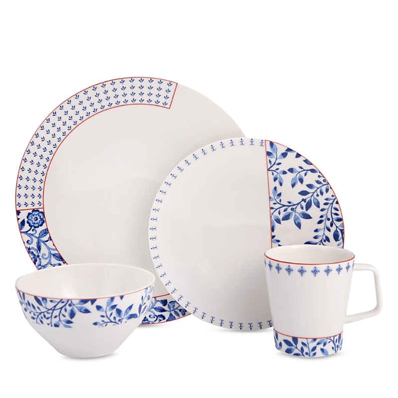 Porland Folksy 4-piece Place Setting Set In Blue/white