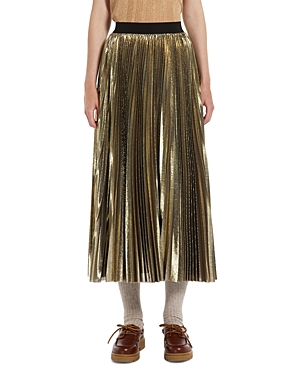 Shop Weekend Max Mara Nurra Georgette Midi Skirt In Gold