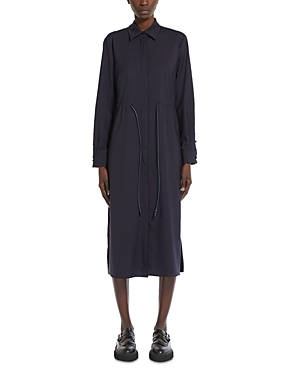 Shop Max Mara Monia Wool Shirtdress In Ultramarin