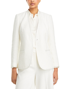 Shop Kobi Halperin Evangeline One Button Tweed Jacket In Ivory
