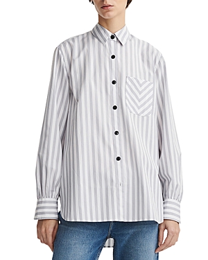 Rag & Bone Maxine Cotton Shirt In Grey Stripe