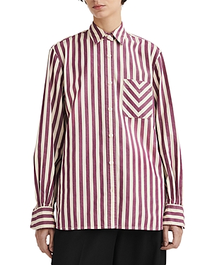 Shop Rag & Bone Maxine Cotton Shirt In Purple Stripe