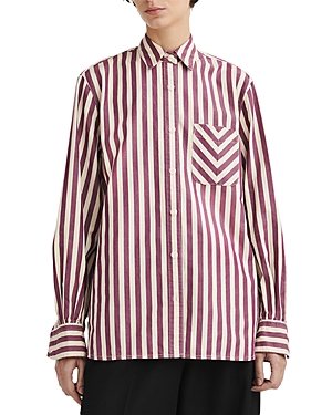 Rag & Bone Maxine Stripe Cotton Shirt In Purple Stripe