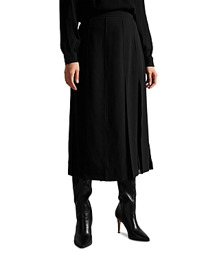 Ted Baker Sheer Paneling Midi Skirt In Black