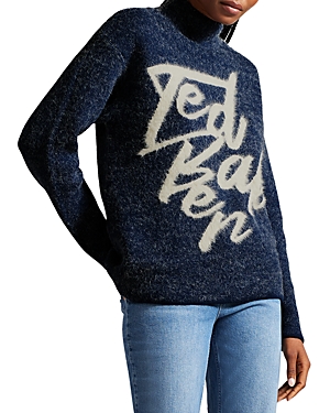 Ted Baker Logo Jacquard Knitted Sweater In Blue