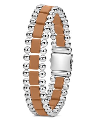 Men's Stainless Steel Anthem Tan & Caviar Beaded Bracelet