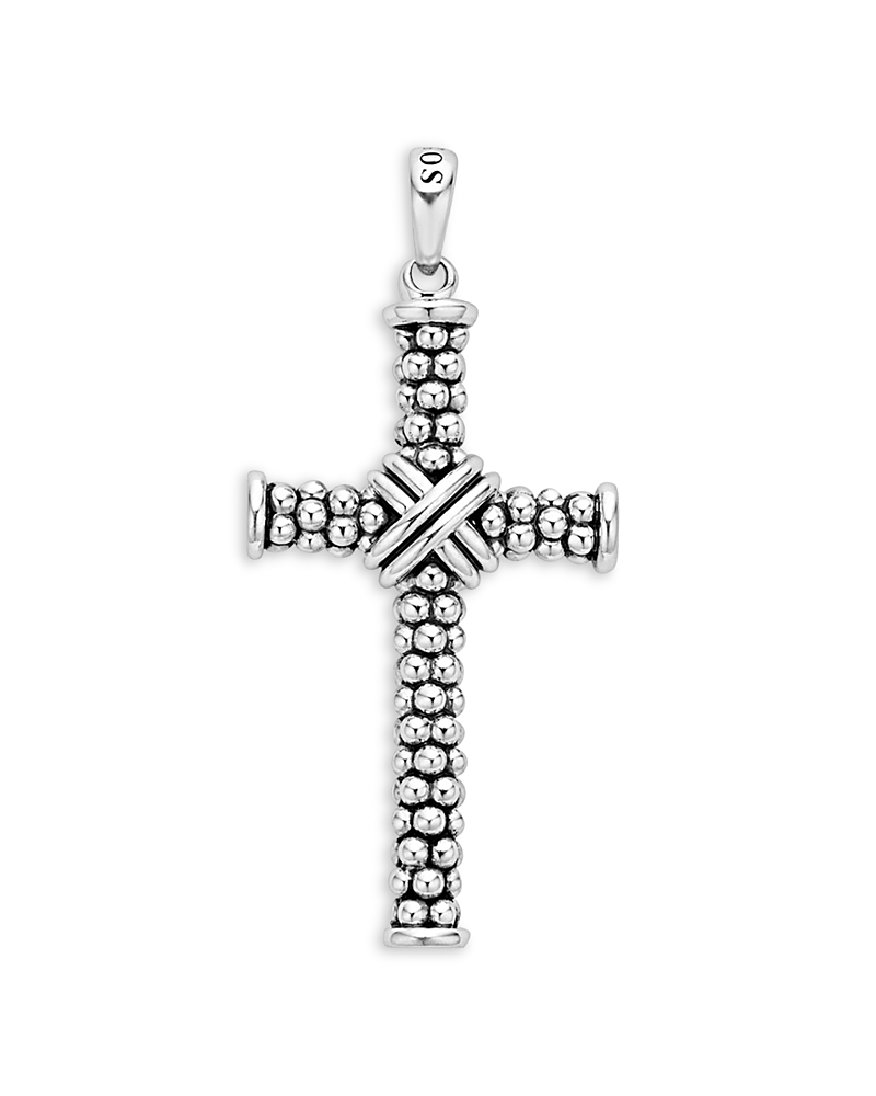 Lagos Men's Sterling Silver Anthem Caviar Bead X Cross Pendant - Exclusive In Silver