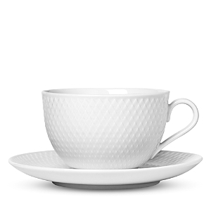 Rosendahl Lyngby Porcelain Rhombe Teacup With Matching Saucer In White