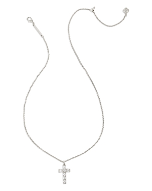Kendra Scott Gracie Cross Short Pendant Necklace In 14k Gold Plated Or Rhodium Plated, 19 In Silver