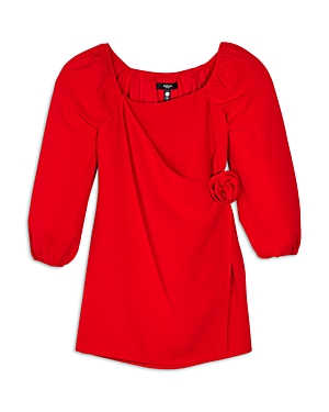 Aqua Girls' Rosette Faux Wrap Dress, Big Kid - 100% Exclusive In Red