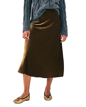Shop Faherty Ina Velvet Midi Skirt In Breen