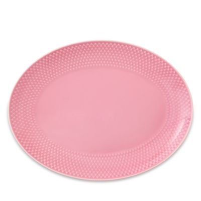 Lyngby Porcelain Rhombe Color Oval Serving Dish, Rose