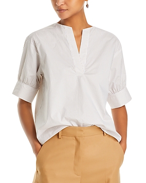 Frame Womens Mocha Multi V-neck Relaxed-fit Organic-cotton Top In Mocha Multi