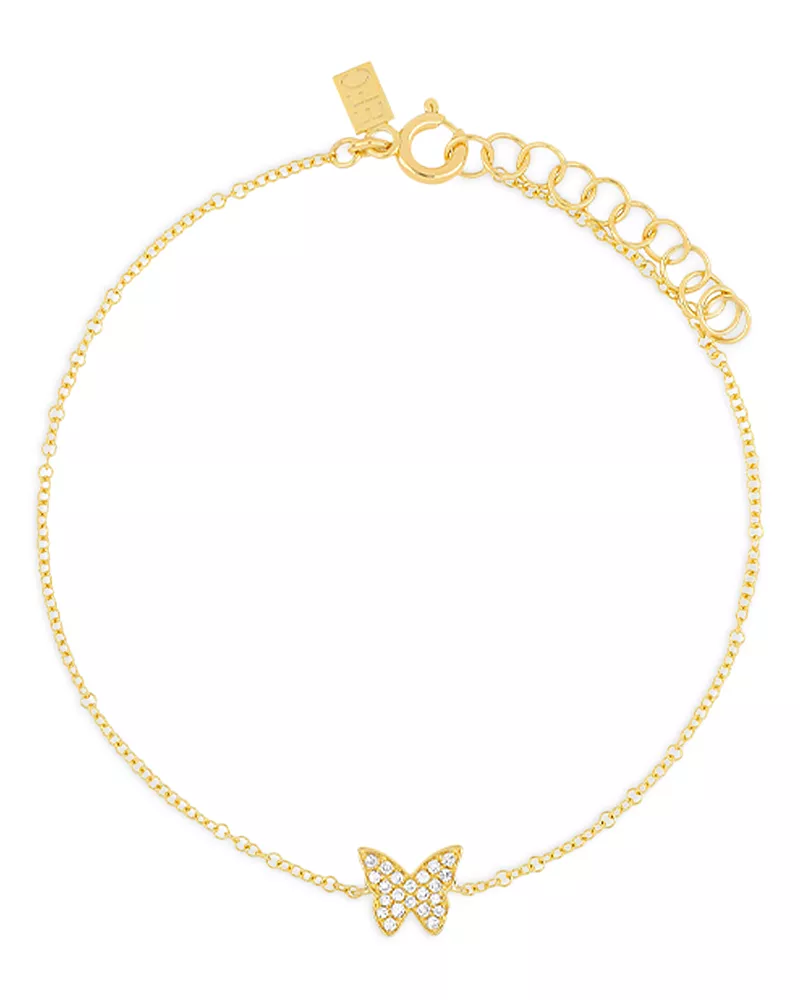 Ef Collection 14K Yellow Gold Diamond Butterfly Bracelet