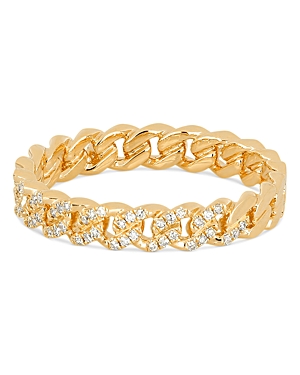 14K Yellow Gold Diamond Mini Curb Chain Ring