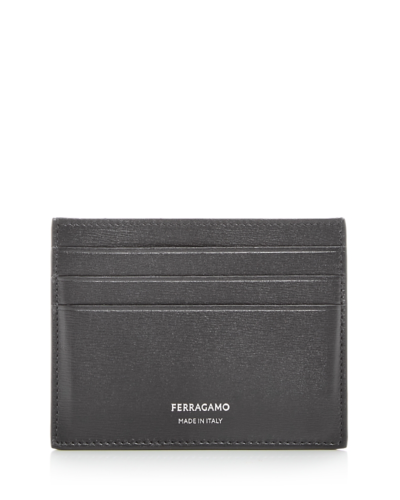 Ferragamo Leather Card Case In Nero