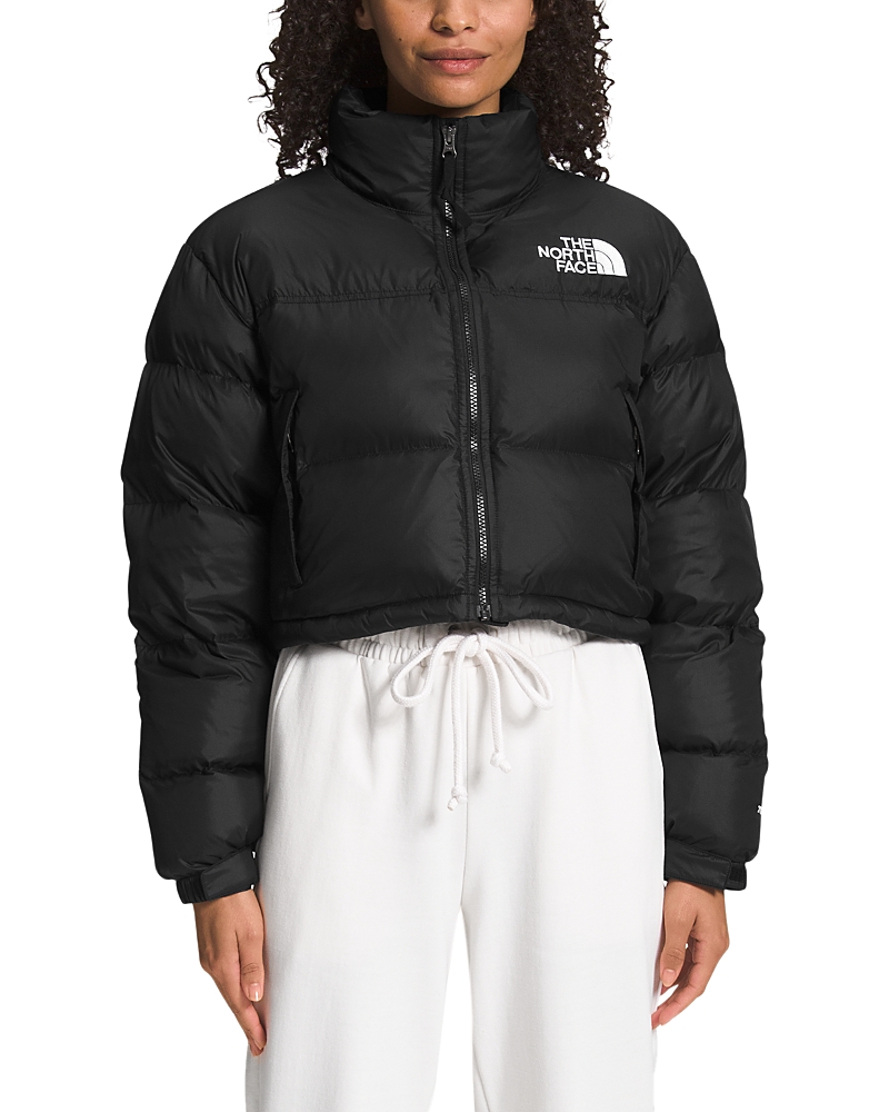 The North Face Short Down Jacket With Detachable Hood And Embroidered Logos In Black