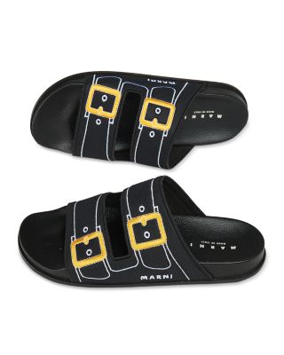 サンダル MARNI Men Sandals SNZU017302 BLACK Marni Men's Embroidered Slip On Slide Sandals | Bloomingdale's