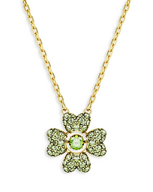 Shop Swarovski Idyllia Crystal Clover Pendant Necklace, 14.96-17.72 In Green/gold