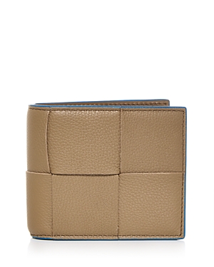 Bottega Veneta Intreccio Leather Bifold Wallet In Gray