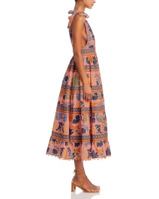 farm rio pink seashell tapestry midi dress FARM Rio Women's Seashell Tapestry Tiered Midi Dress (US, Alpha, X-Large,  Regular, Regular, Pink) at Amazon Women's Clothing store