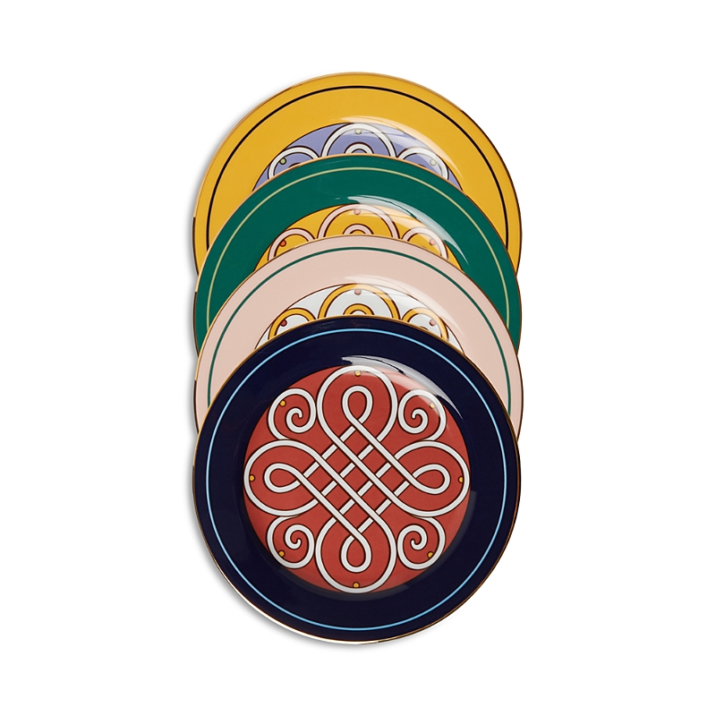 La Doublej Cortile Print Dessert Plates, Mixed Set Of 4 In Cortile M
