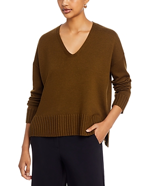 Eileen Fisher Boxy Merino Wool Sweater In Serpentine