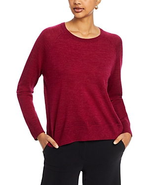 Eileen Fisher Wool Raglan Sleeve Sweater In Roseberry