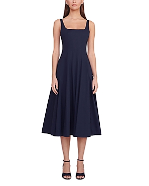 Shop Staud Wells Dress In Spice In Navy