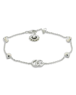 Sterling Silver Marmont Mother of Pearl Flower & Interlocking G Chain Bracelet
