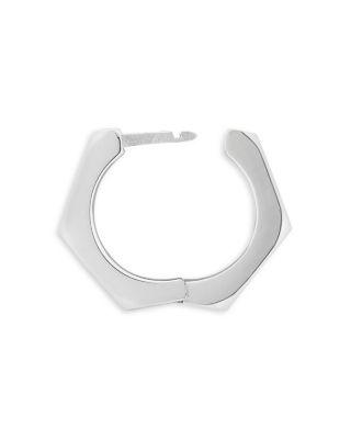Sterling Silver Trademark925 Hexagon Huggie Hoop Earrings