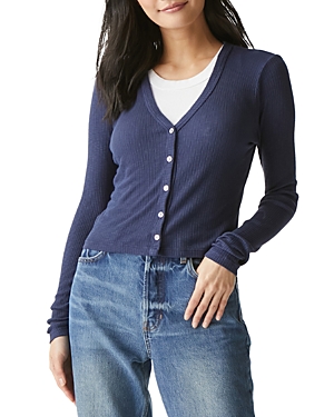 Michael Stars Cotton Lyla Ribbed Cardigan In Nocturnal