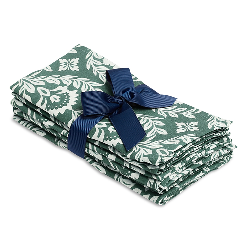 La Doublej Garland Large Linen Napkins, Set Of 6 In Green Garland