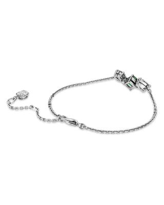 Mesmera Clear & Green Mixed Cut Link Bracelet in Rhodium Plated